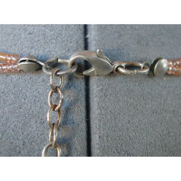 Handcrafted Glass Bead Necklace With Metallic Gold Accents & Mixed Colors 18" Ch - Picture 4 of 4